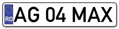 Placuta inmatriculare numar auto  AG-04-MAX, AG 04 MAX, AG04MAX