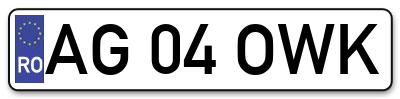Placuta inmatriculare numar auto  AG-04-OWK, AG 04 OWK, AG04OWK