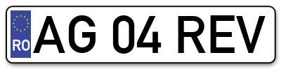 Placuta inmatriculare numar auto  AG-04-REV, AG 04 REV, AG04REV