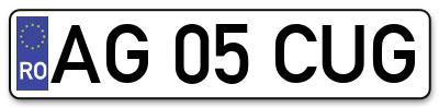 Placuta inmatriculare numar auto  AG-05-CUG, AG 05 CUG, AG05CUG