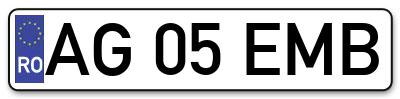 Placuta inmatriculare numar auto  AG-05-EMB, AG 05 EMB, AG05EMB