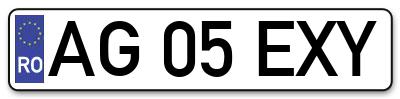 Placuta inmatriculare numar auto  AG-05-EXY, AG 05 EXY, AG05EXY
