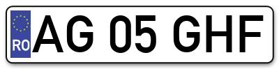 Placuta inmatriculare numar auto  AG-05-GHF, AG 05 GHF, AG05GHF