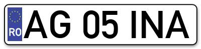 Placuta inmatriculare numar auto  AG-05-INA, AG 05 INA, AG05INA