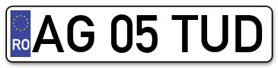Placuta inmatriculare numar auto  AG-05-TUD, AG 05 TUD, AG05TUD