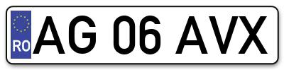 Placuta inmatriculare numar auto  AG-06-AVX, AG 06 AVX, AG06AVX