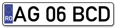 Placuta inmatriculare numar auto  AG-06-BCD, AG 06 BCD, AG06BCD