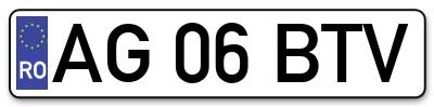 Placuta inmatriculare numar auto  AG-06-BTV, AG 06 BTV, AG06BTV