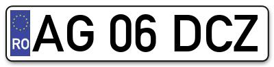 Placuta inmatriculare numar auto  AG-06-DCZ, AG 06 DCZ, AG06DCZ