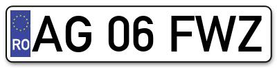 Placuta inmatriculare numar auto  AG-06-FWZ, AG 06 FWZ, AG06FWZ