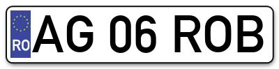 Placuta inmatriculare numar auto  AG-06-ROB, AG 06 ROB, AG06ROB