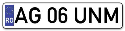 Placuta inmatriculare numar auto  AG-06-UNM, AG 06 UNM, AG06UNM