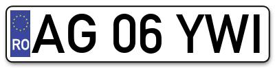 Placuta inmatriculare numar auto  AG-06-YWI, AG 06 YWI, AG06YWI