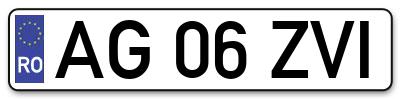 Placuta inmatriculare numar auto  AG-06-ZVI, AG 06 ZVI, AG06ZVI