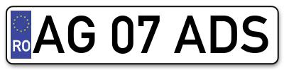 Placuta inmatriculare numar auto  AG-07-ADS, AG 07 ADS, AG07ADS