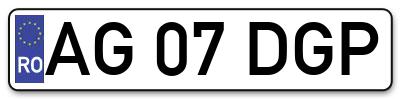 Placuta inmatriculare numar auto  AG-07-DGP, AG 07 DGP, AG07DGP