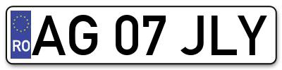 Placuta inmatriculare numar auto  AG-07-JLY, AG 07 JLY, AG07JLY