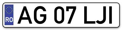 Placuta inmatriculare numar auto  AG-07-LJI, AG 07 LJI, AG07LJI
