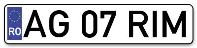 Placuta inmatriculare numar auto  AG-07-RIM, AG 07 RIM, AG07RIM