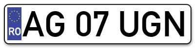 Placuta inmatriculare numar auto  AG-07-UGN, AG 07 UGN, AG07UGN