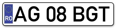 Placuta inmatriculare numar auto  AG-08-BGT, AG 08 BGT, AG08BGT
