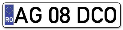 Placuta inmatriculare numar auto  AG-08-DCO, AG 08 DCO, AG08DCO