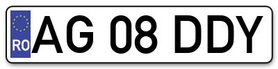 Placuta inmatriculare numar auto  AG-08-DDY, AG 08 DDY, AG08DDY