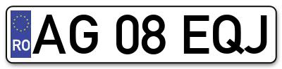 Placuta inmatriculare numar auto  AG-08-EQJ, AG 08 EQJ, AG08EQJ