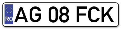 Placuta inmatriculare numar auto  AG-08-FCK, AG 08 FCK, AG08FCK