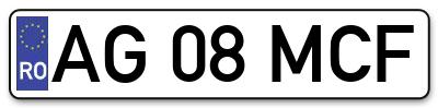 Placuta inmatriculare numar auto  AG-08-MCF, AG 08 MCF, AG08MCF
