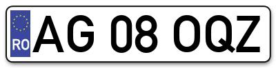 Placuta inmatriculare numar auto  AG-08-OQZ, AG 08 OQZ, AG08OQZ
