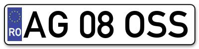 Placuta inmatriculare numar auto  AG-08-OSS, AG 08 OSS, AG08OSS
