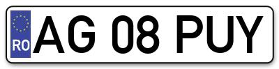Placuta inmatriculare numar auto  AG-08-PUY, AG 08 PUY, AG08PUY