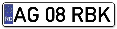 Placuta inmatriculare numar auto  AG-08-RBK, AG 08 RBK, AG08RBK