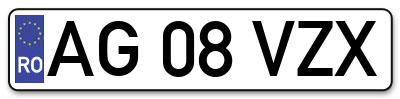 Placuta inmatriculare numar auto  AG-08-VZX, AG 08 VZX, AG08VZX