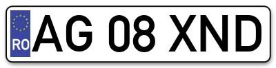 Placuta inmatriculare numar auto  AG-08-XND, AG 08 XND, AG08XND