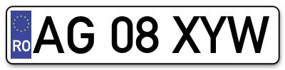 Placuta inmatriculare numar auto  AG-08-XYW, AG 08 XYW, AG08XYW
