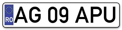 Placuta inmatriculare numar auto  AG-09-APU, AG 09 APU, AG09APU