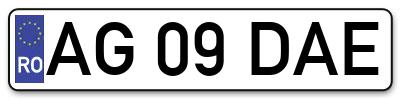 Placuta inmatriculare numar auto  AG-09-DAE, AG 09 DAE, AG09DAE