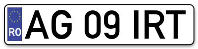 Placuta inmatriculare numar auto  AG-09-IRT, AG 09 IRT, AG09IRT
