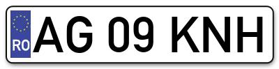 Placuta inmatriculare numar auto  AG-09-KNH, AG 09 KNH, AG09KNH