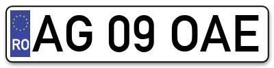 Placuta inmatriculare numar auto  AG-09-OAE, AG 09 OAE, AG09OAE