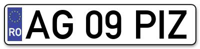 Placuta inmatriculare numar auto  AG-09-PIZ, AG 09 PIZ, AG09PIZ