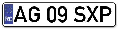 Placuta inmatriculare numar auto  AG-09-SXP, AG 09 SXP, AG09SXP