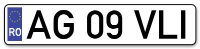 Placuta inmatriculare numar auto  AG-09-VLI, AG 09 VLI, AG09VLI