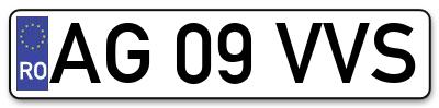 Placuta inmatriculare numar auto  AG-09-VVS, AG 09 VVS, AG09VVS