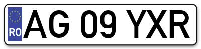 Placuta inmatriculare numar auto  AG-09-YXR, AG 09 YXR, AG09YXR