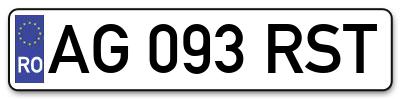 Placuta inmatriculare numar auto  AG-093-RST, AG 093 RST, AG093RST