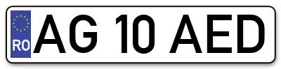 Placuta inmatriculare numar auto  AG-10-AED, AG 10 AED, AG10AED