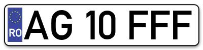 Placuta inmatriculare numar auto  AG-10-FFF, AG 10 FFF, AG10FFF